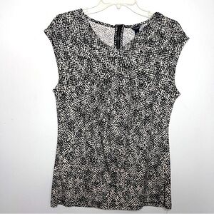 Ann Taylor Blouse Black & Tan Snake Pattern Size Large EUC